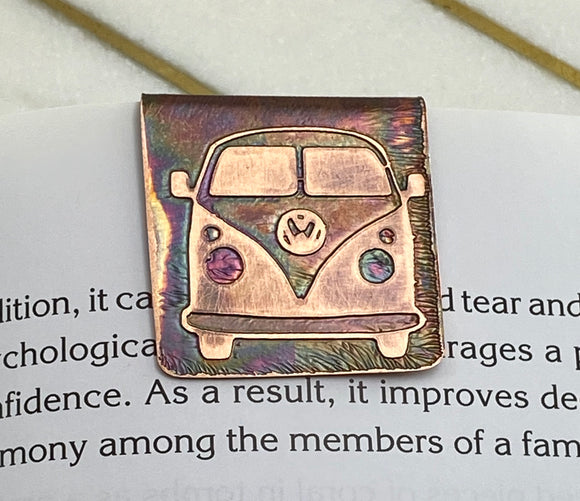 Acid etched copper VW bookmark