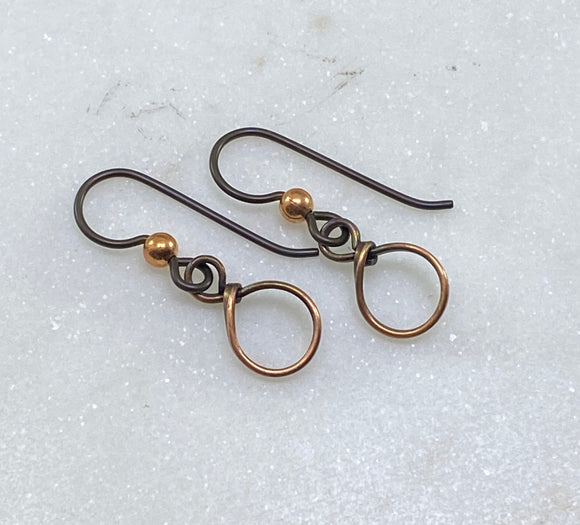 Copper tiny hoop earrings