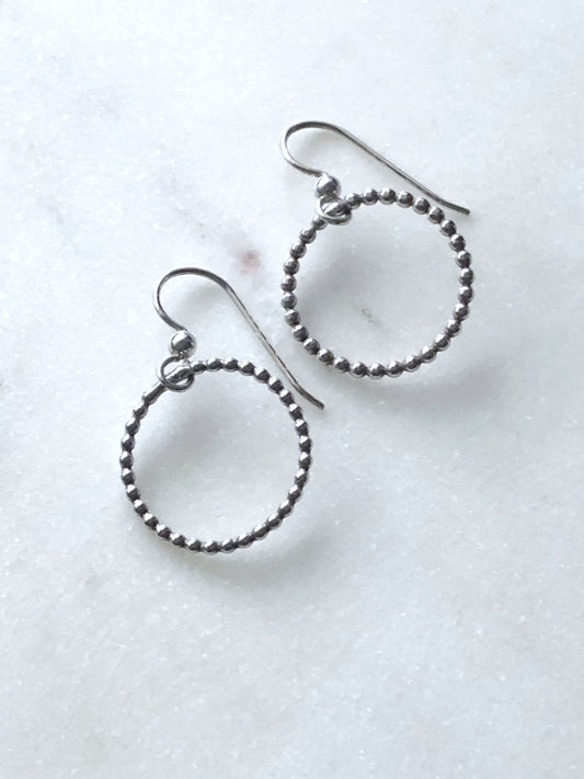 Beaded sterling silver hoop earrings