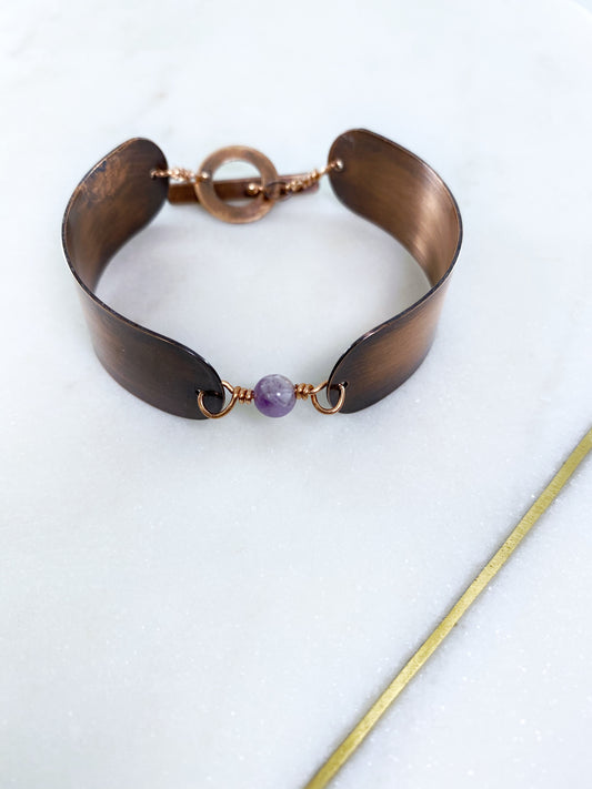 Copper and amethyst braclet