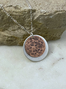 Sterling and copper circle necklace