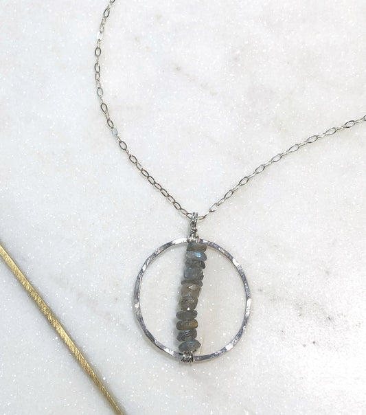 Labradorite and sterling silver long necklace