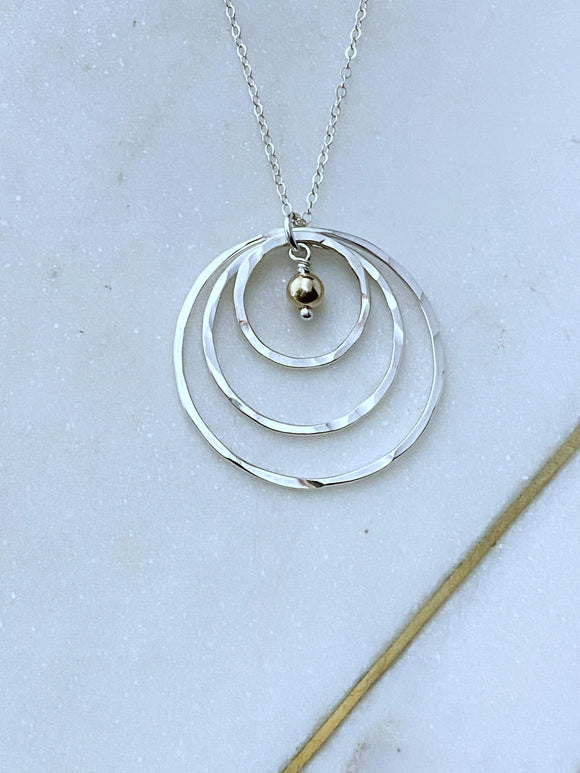 Sterling silver and gold-fill forged hoop necklace