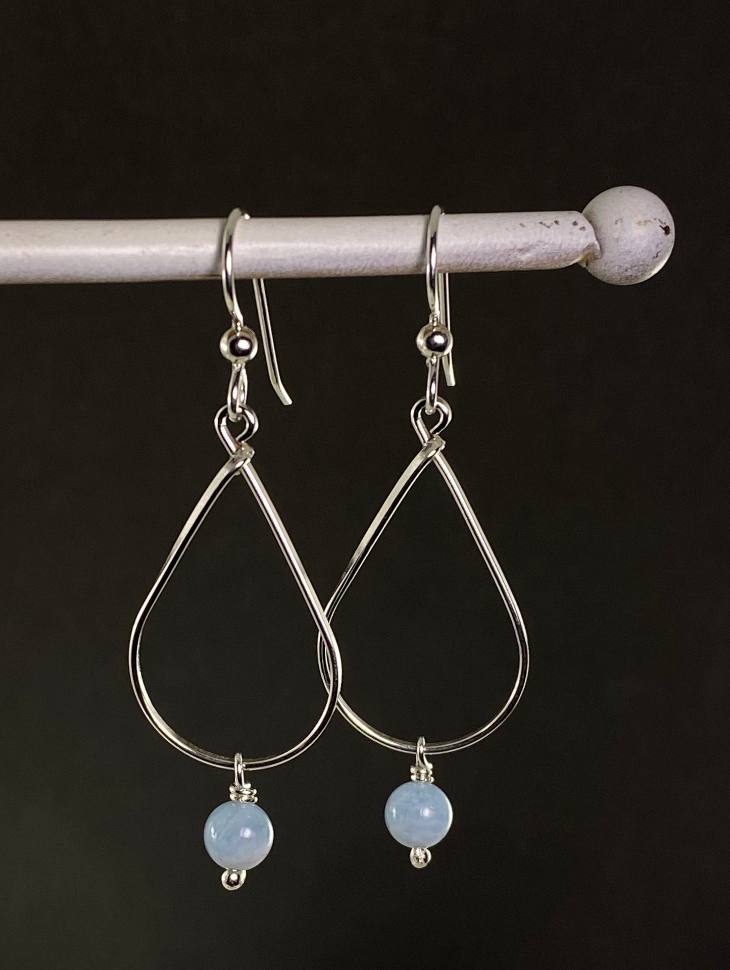 Sterling silver and aquamarine teardrop earrings