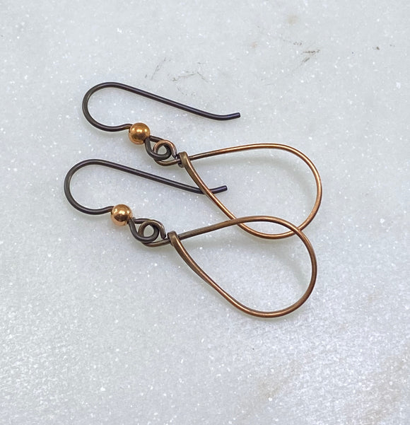 Copper teardrop earring