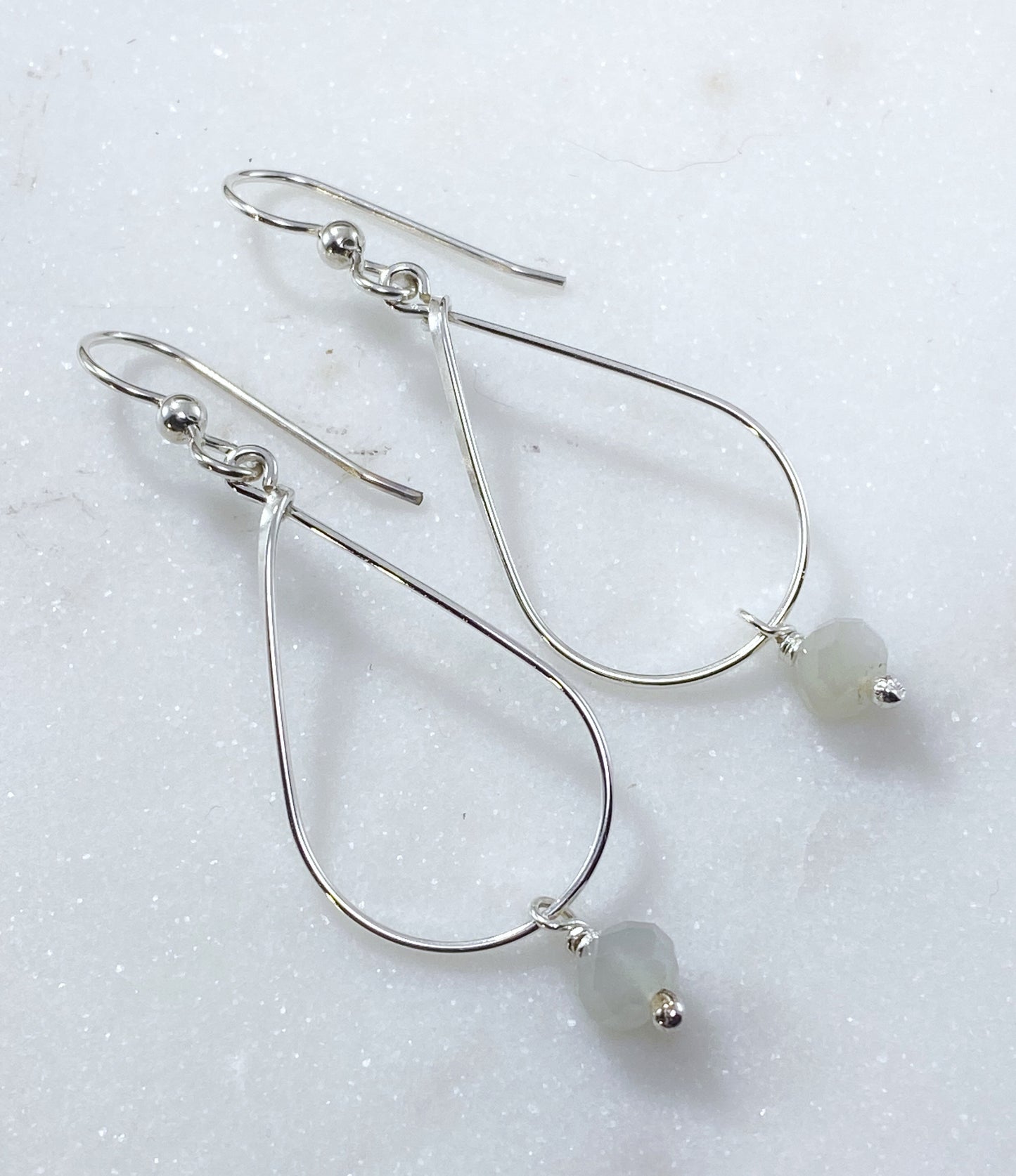 Sterling silver teardrop earrings with moonstone