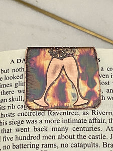 Acid etched copper toasting glass bookmark
