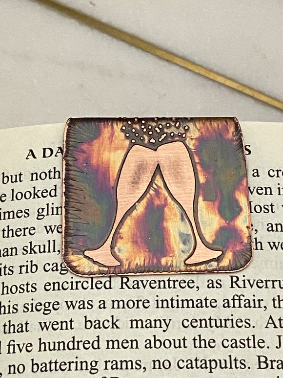 Acid etched copper toasting glass bookmark
