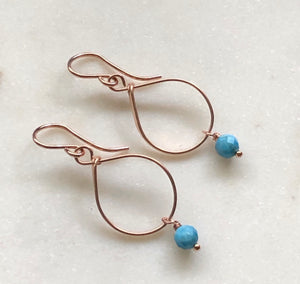 Medium teardrop rose gold fill earrings with apatite gemstones