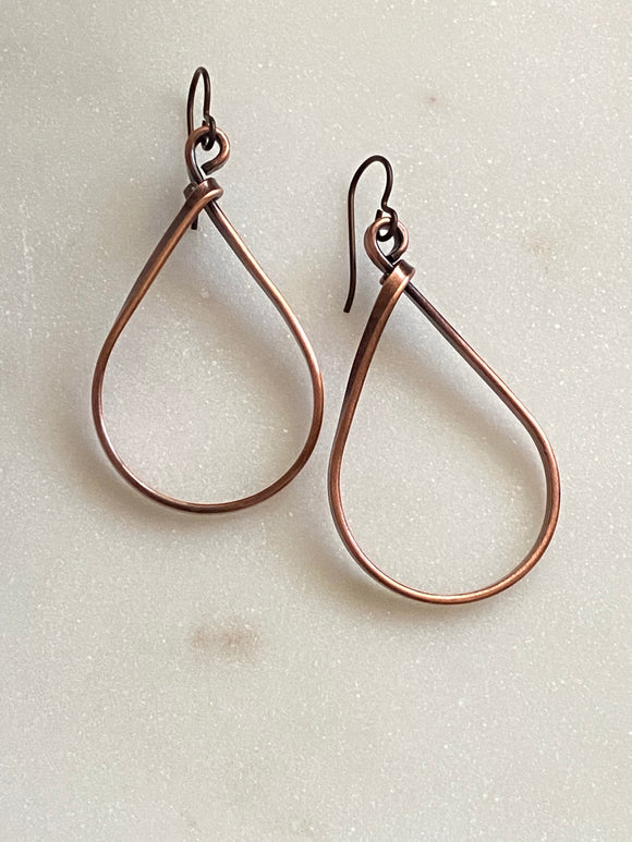 Medium copper teardrop earrings