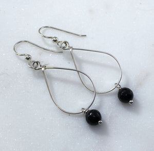 Sterling silver and onyx teardrop earrings